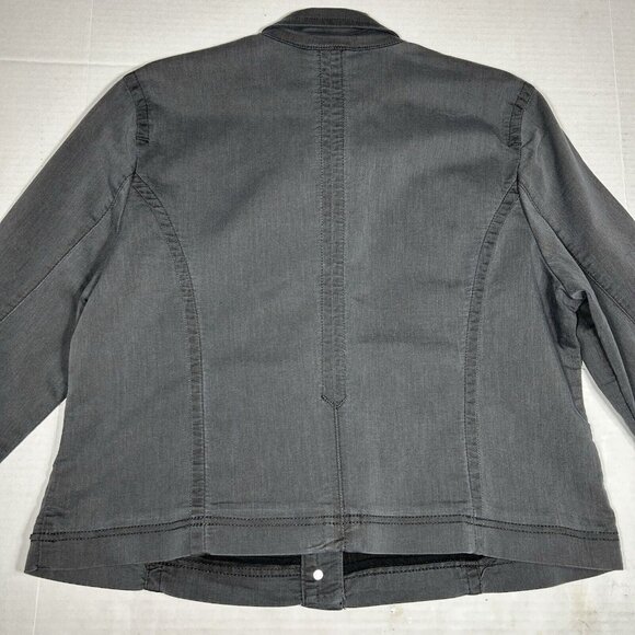 FDJ French Dressing Women Gray Jean Jacket Size XL Gold Button Front Stretch EUC - Picture 7 of 7